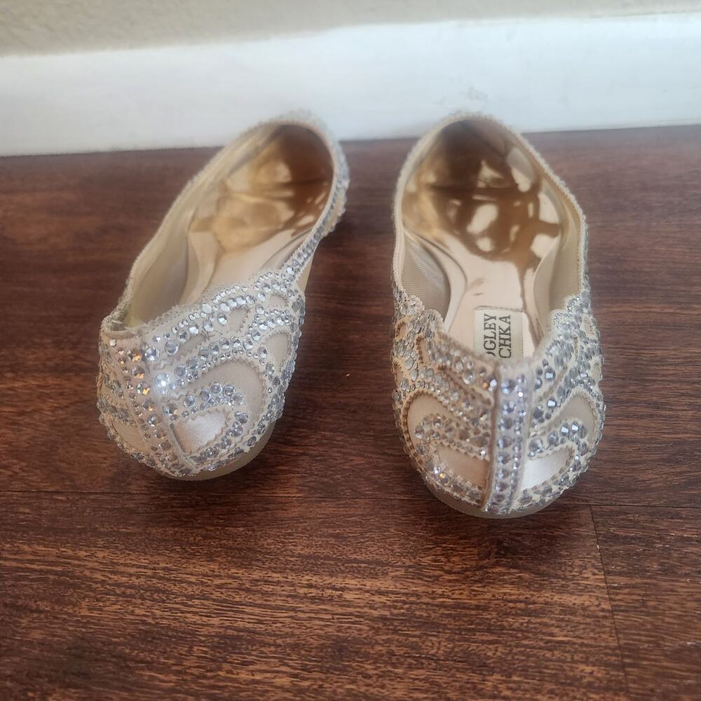 BHLDN Badgley Mischka Gigi Ballet Slippers Bridal Sparkly Pointed Toe, Size 5 - Picture 9 of 10